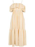 Three Graces Ida Ruffle Stripe Maxi Dress - Yellow