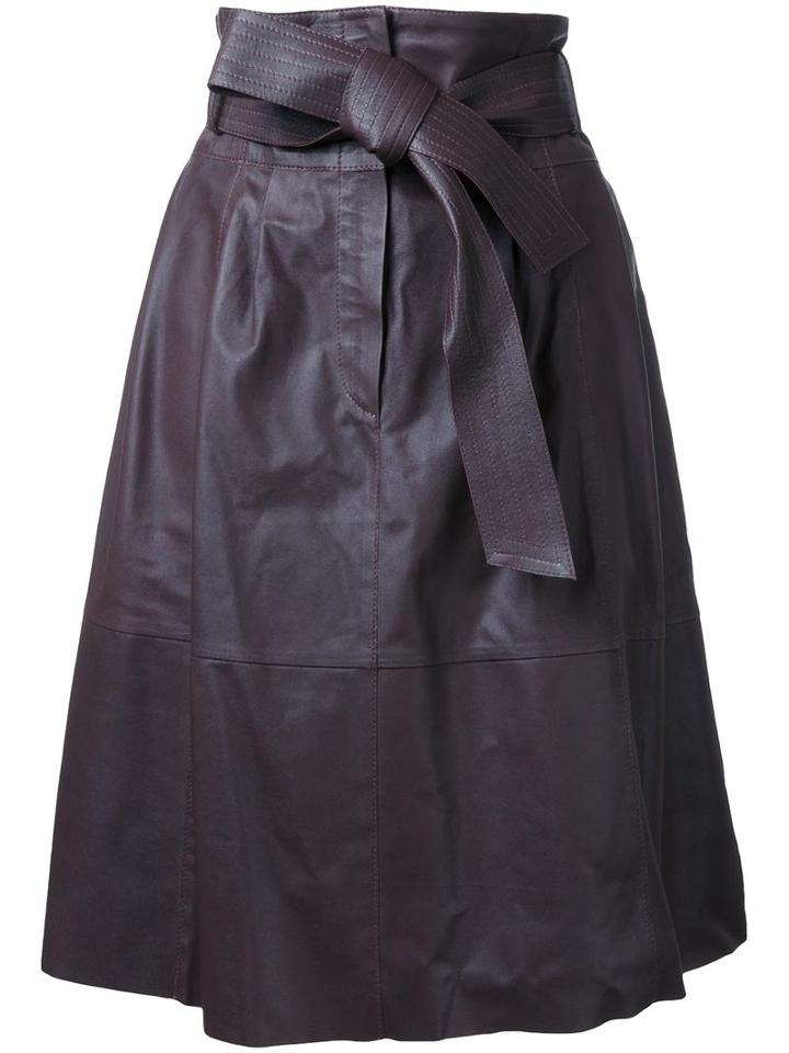 Desa 1972 Panelled Flared Skirt, Women's, Size: 6, Brown, Leather