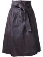 Desa 1972 Panelled Flared Skirt, Women's, Size: 6, Brown, Leather