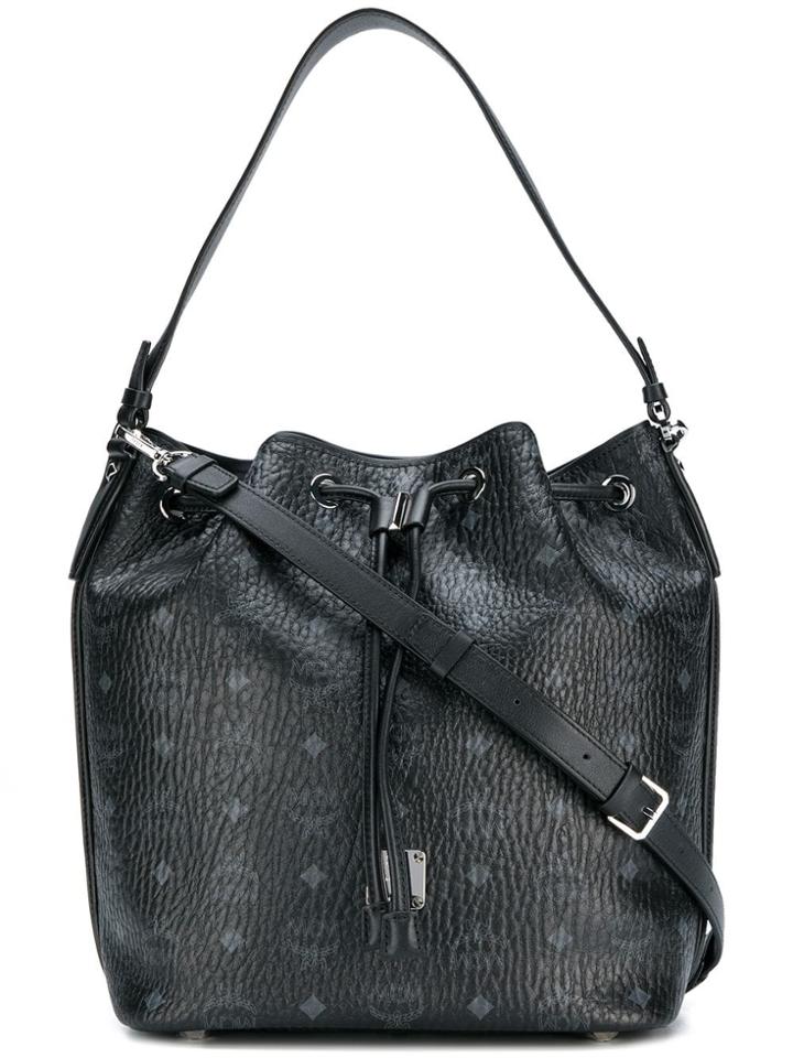 Mcm Logo Bucket Bag - Black