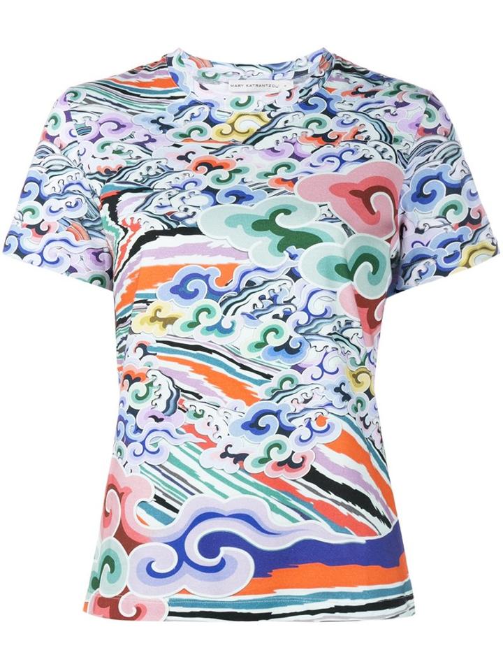 Mary Katrantzou Rainbow Cloud Print T-shirt, Women's, Size: Small, Cotton/spandex/elastane