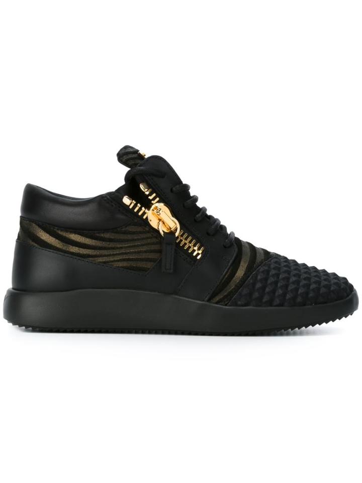 Giuseppe Zanotti Design Striped Runner Low-top Sneakers, Women's, Size: 36, Black, Rubber/leather/nylon