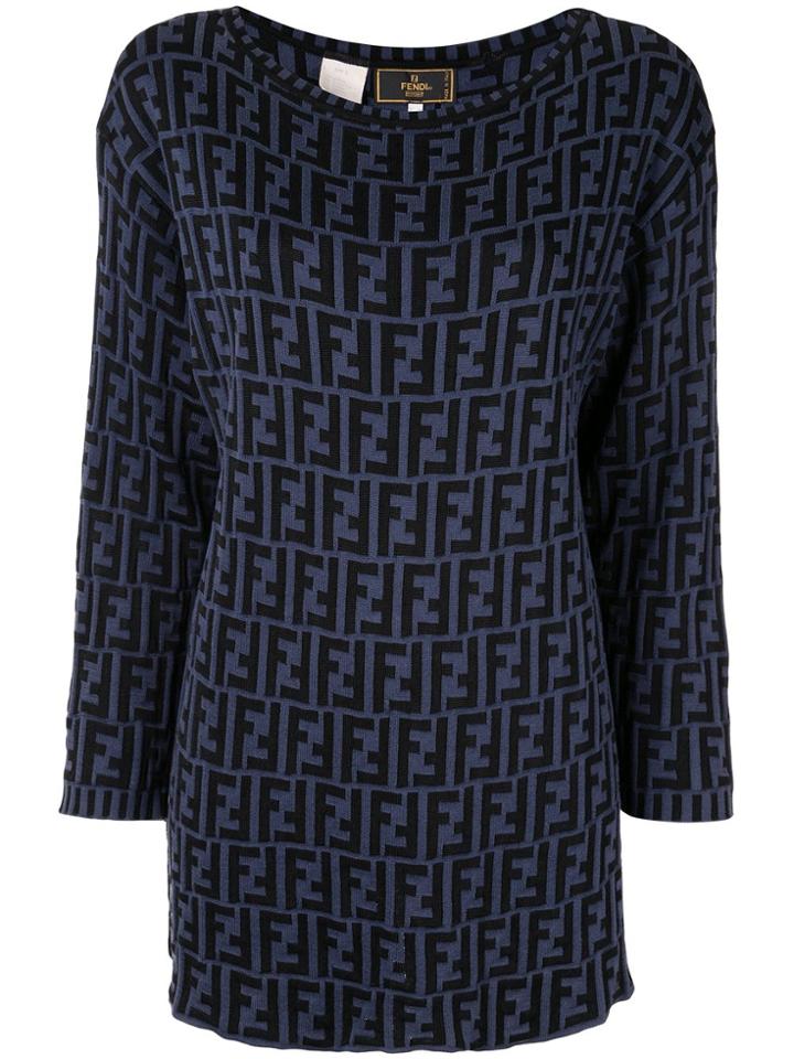 Fendi Pre-owned Zucca Pattern Knitted Top - Black