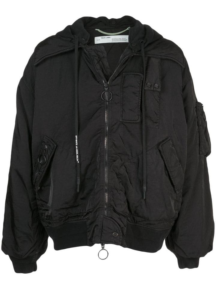 Off-white Hooded Bomber Jacket - Black