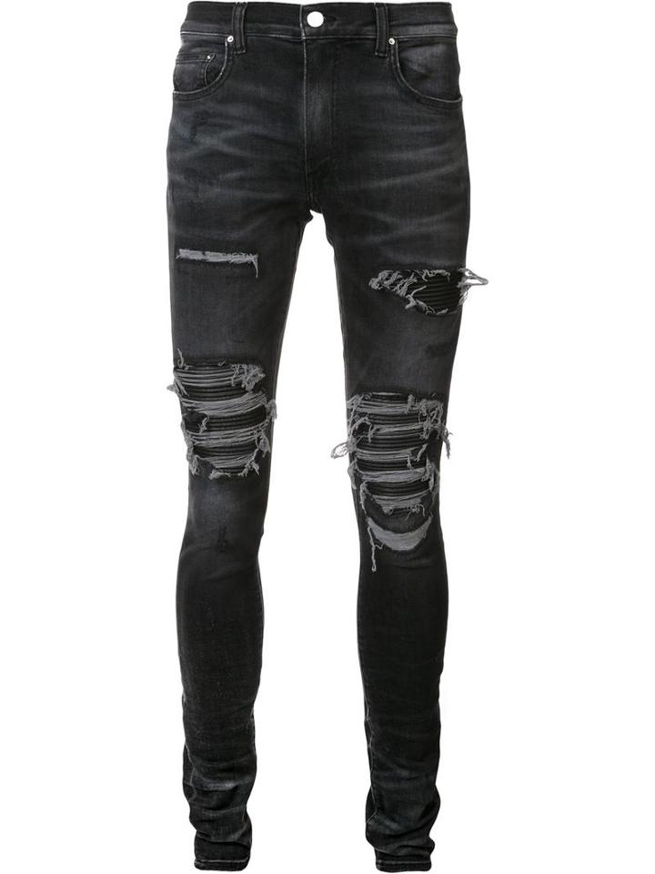 Amiri Distressed Skinny Jeans, Men's, Size: 31, Black, Cotton/spandex/elastane