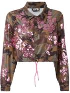 Gcds - Sequined Camouflage Print Cropped Jacket - Women - Polyamide - S, Women's, Green, Polyamide