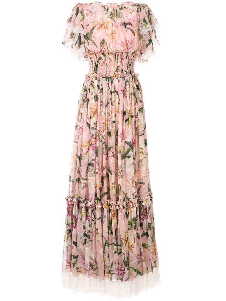 Dolce & Gabbana Ruched Lilies Dress - Pink