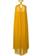 Jay Ahr Halterneck Evening Gown, Women's, Size: 42, Yellow/orange, Silk/nylon