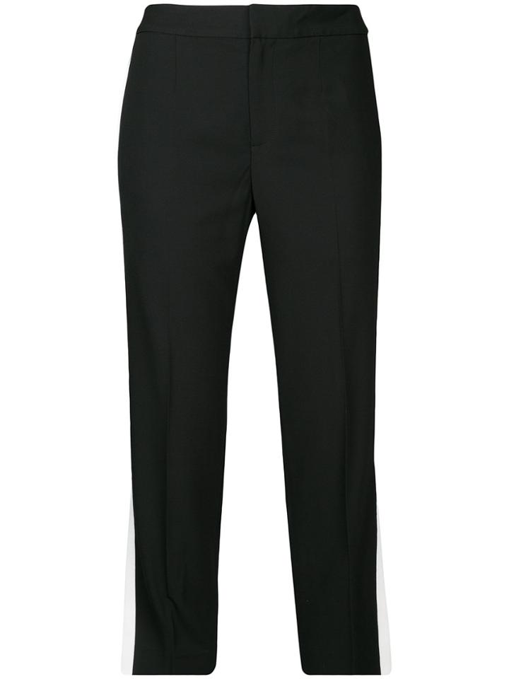 Le Ciel Bleu Lateral Stripes Cropped Trousers - Black