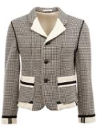 Aganovich Contrast Collar Houndstooth Blazer, Men's, Size: 48, Black, Cotton/polyester