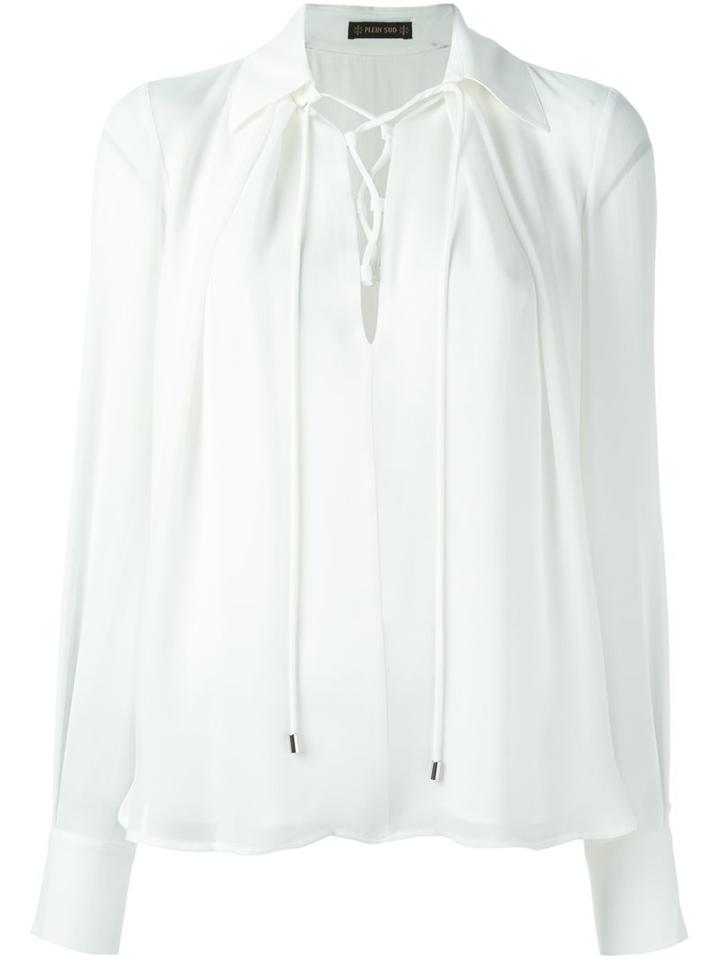 Plein Sud Lace-up Collar Blouse, Women's, Size: 40, White, Silk