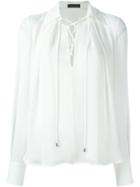 Plein Sud Lace-up Collar Blouse, Women's, Size: 40, White, Silk