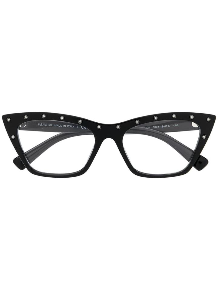 Valentino Eyewear Rhinestone Embellished Glasses - Black