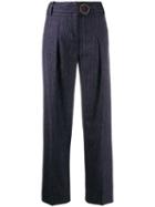 Victoria Victoria Beckham Belted Straight-leg Trousers - Blue