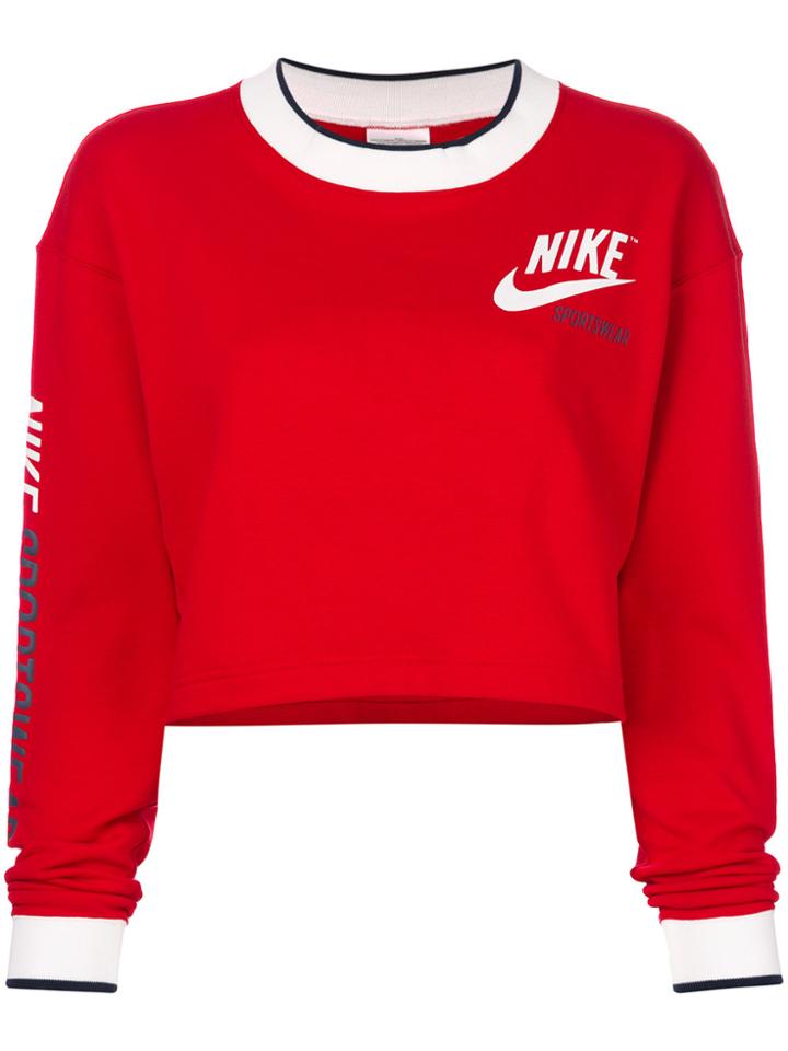 Nike Cropped Sweatshirt - Red