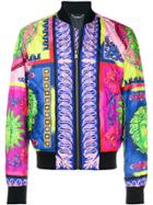 Versace Printed Quilted Bomber Jacket - Blue
