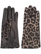 Perrin Paris Leopard Gloves - Black