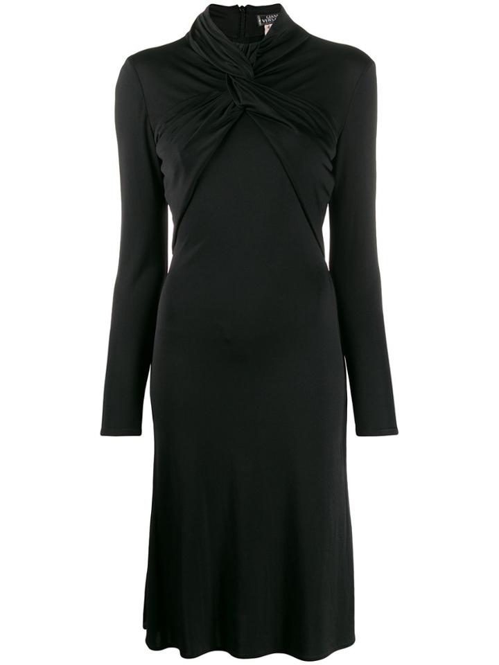 Versace Pre-owned 1990s Twist Detail Dress - Black