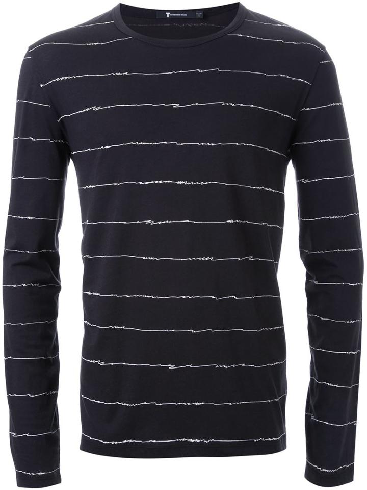 T By Alexander Wang Scribble Print Longsleeved T-shirt, Men's, Size: Xs, Black, Cotton