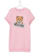 Moschino Kids Teen Teddy Bear Print Dress - Pink & Purple