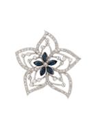 D'orlan Vintage 1980s Embellished Flower Brooch - Silver