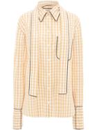 Jw Anderson Scarf Collar Gingham Shirt - Brown