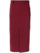 Olympiah Straight Fit Midi Skirt - Red