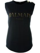 Balmain Embellished Logo T-shirt, Women's, Size: 40, Black, Cotton