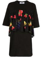 Msgm Fruit Panel Shift Dress - Black