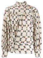 Isabel Marant Cowl Neck Geometric Print Blouse - Neutrals