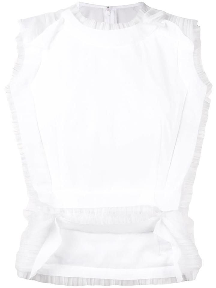 Comme Des Garçons Tulle Trim Sleeveless Blouse - White