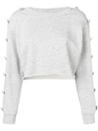 Alexandre Vauthier Cropped Embellished Sweatshirt - Grey