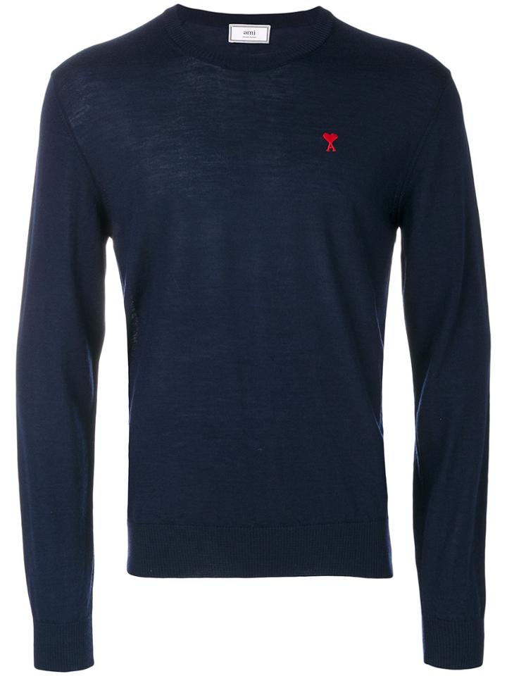 Ami Alexandre Mattiussi Embroidered Logo Jumper - Blue