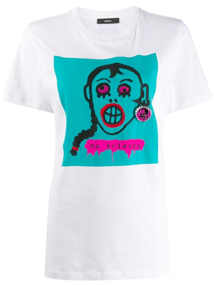 Diesel No Friends Print T-shirt - White