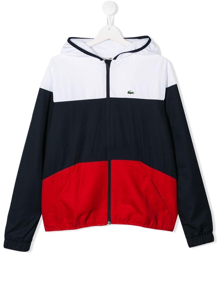 Lacoste Kids Teen Hooded Colour-block Jacket - Blue