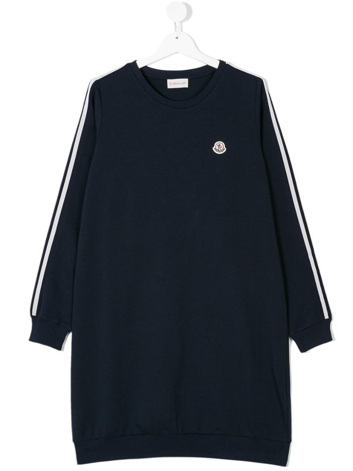 Moncler Kids Teen Side-striped Sweatshirt Dress - Blue