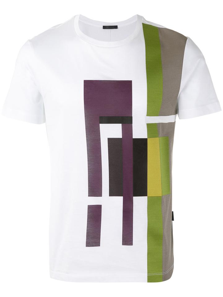 Pal Zileri - Geometric Print T-shirt - Men - Cotton/leather - L, White, Cotton/leather