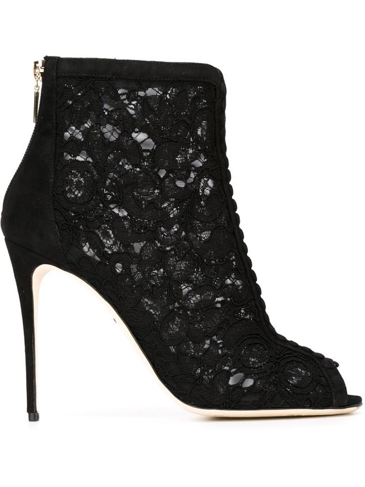 Dolce & Gabbana Floral Lace Ankle Booties