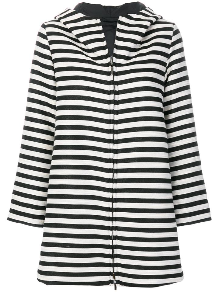 's Max Mara Striped Hooded Coat - Black