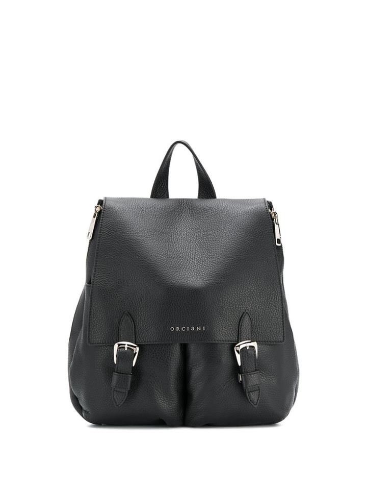 Orciani Double Buckle Backpack - Black