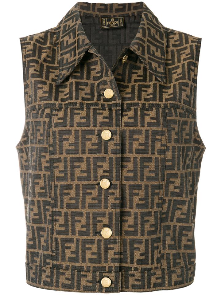 Fendi Vintage Double Logo Buttoned Vest - Brown