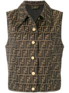Fendi Vintage Double Logo Buttoned Vest - Brown