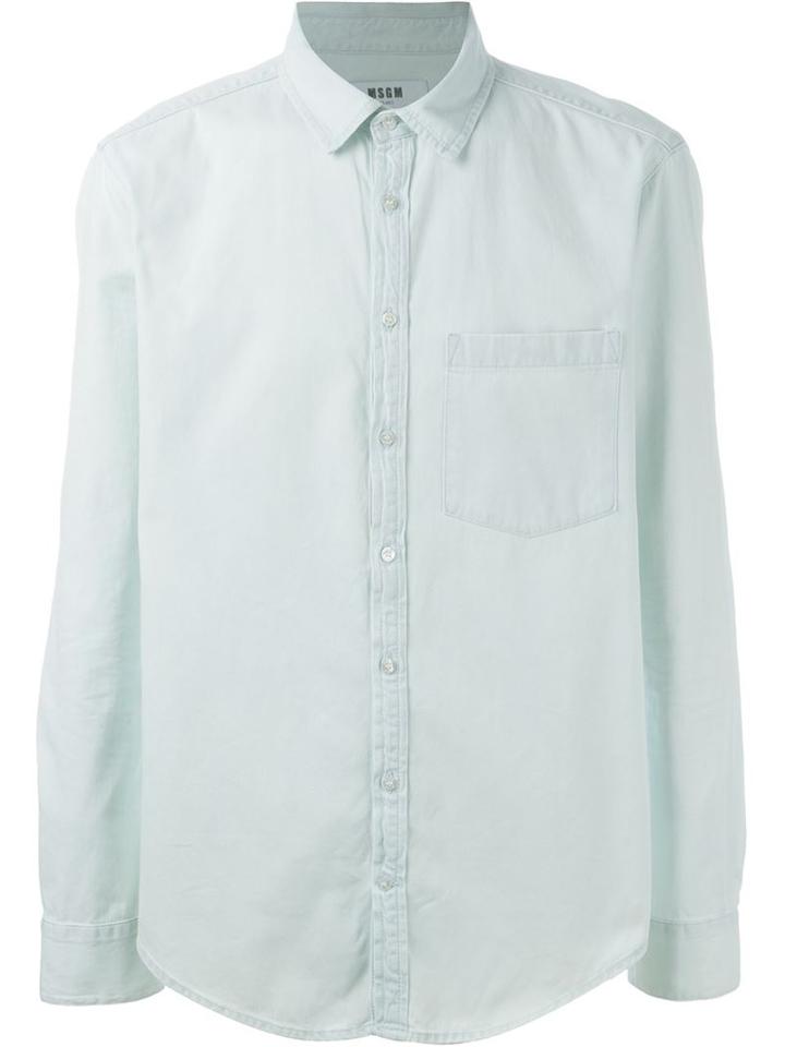 Msgm Denim Shirt, Men's, Size: 42, Blue, Cotton