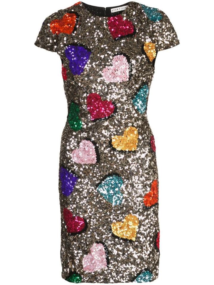Alice+olivia Sequin Embellished Mini Dress - Silver