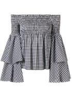 Caroline Constas Layered Gingham Blouse - Black