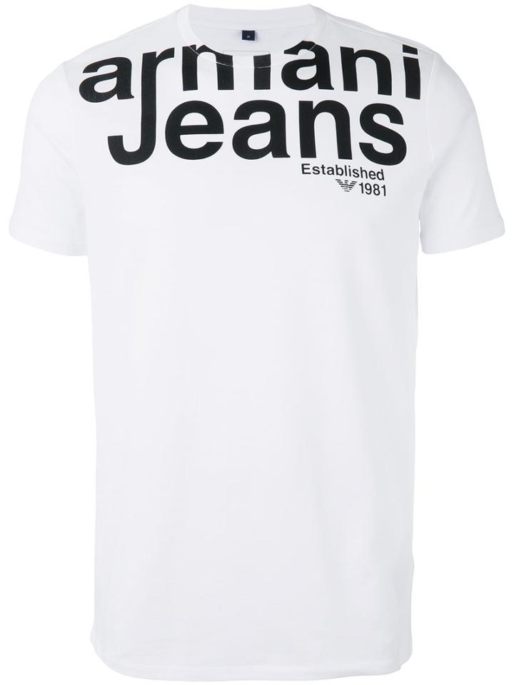Armani Jeans - Printed Logo T-shirt - Men - Cotton/spandex/elastane - Xxl, White, Cotton/spandex/elastane