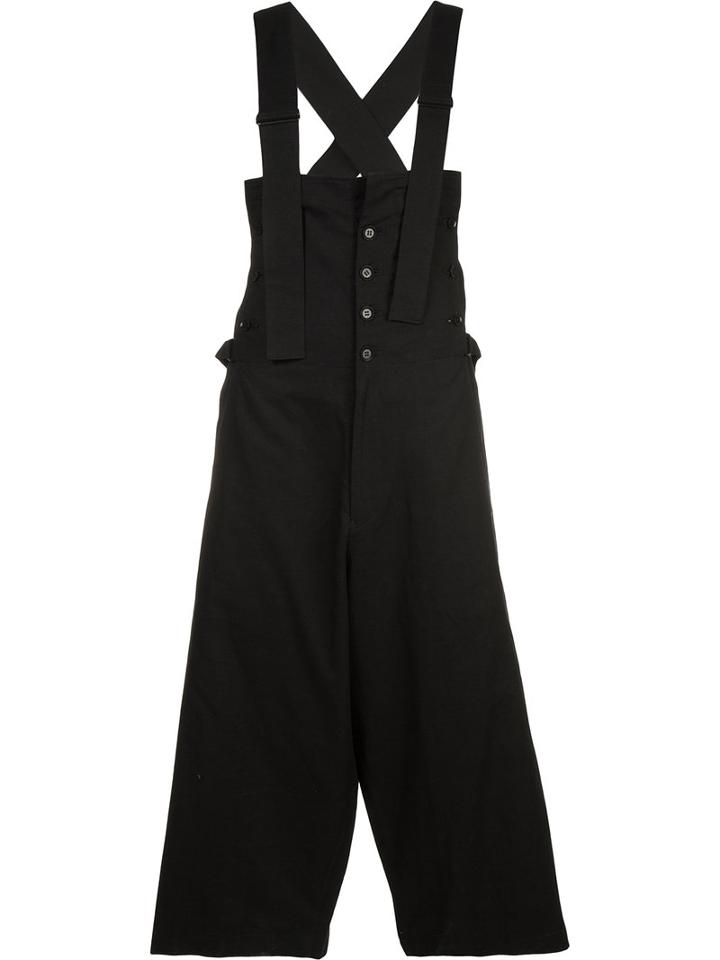 Yohji Yamamoto Suspender Trousers, Women's, Size: 2, Black, Cotton/linen/flax