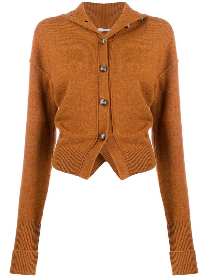 Chloé Ruched Turtleneck Cardigan - Brown