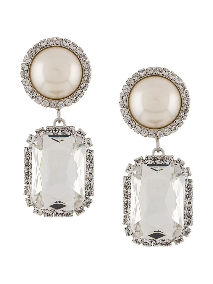 Wandering Oversized Crystal Earrings - White