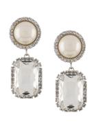 Wandering Oversized Crystal Earrings - White